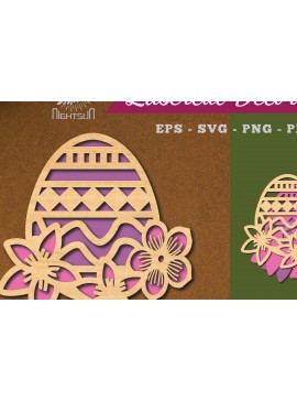 Σετ των 2 Intra απο ξύλο plywood 3mm-4mm πάχος - Διακόσμηση με κομμένα λέιζερ αυγών λουλουδιών 4 Δίασταση 20x20 cm INTRAFABR-115872191