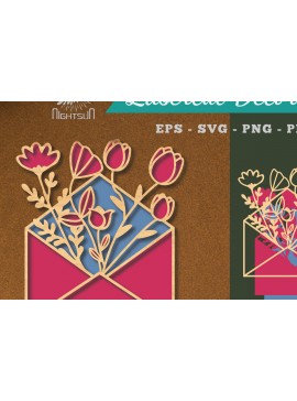 Σετ των 2 Intra απο ξύλο plywood 3mm-4mm πάχος - Διακόσμηση φακέλου με λέιζερ λουλουδιών 4 Δίασταση 20x20 cm INTRAFABR-113390885