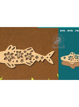 Σετ των 2 Intra απο ξύλο plywood 3mm-4mm πάχος - Flowers Fish Laser Cut Decoration 2 Δίασταση 20x20 cm INTRAFABR-114528107