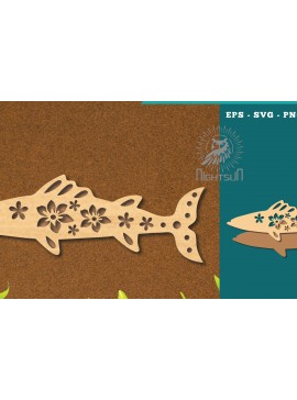 Σετ των 2 Intra απο ξύλο plywood 3mm-4mm πάχος - Flowers Fish Laser Cut Decoration 4 Δίασταση 20x20 cm INTRAFABR-114528178
