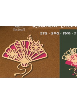 Σετ των 2 Intra απο ξύλο plywood 3mm-4mm πάχος - Διακόσμηση με κομμένο λέιζερ με ανεμιστήρα χεριών λουλουδιών 2 Δίασταση 20x20 cm INTRAFABR-113391030