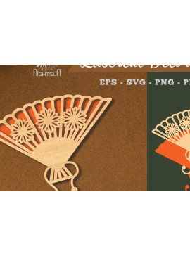 Σετ των 2 Intra απο ξύλο plywood 3mm-4mm πάχος - Διακόσμηση με κομμένο λέιζερ με ανεμιστήρα χεριών λουλουδιών 4 Δίασταση 20x20 cm INTRAFABR-113391102