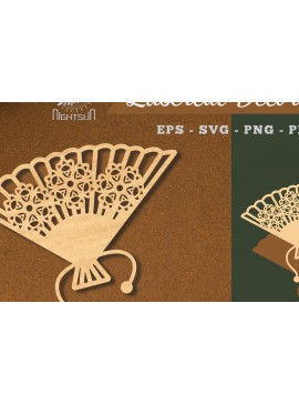 Σετ των 2 Intra απο ξύλο plywood 3mm-4mm πάχος - Διακόσμηση με κομμένο λέιζερ με ανεμιστήρα χεριών λουλουδιών 6 Δίασταση 20x20 cm INTRAFABR-113391152