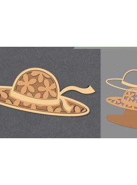 Σετ των 2 Intra απο ξύλο plywood 3mm-4mm πάχος - Διακόσμηση με λουλούδια καπέλο με λέιζερ  Δίασταση 20x20 cm INTRAFABR-111488502