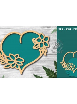 Σετ των 2 Intra απο ξύλο plywood 3mm-4mm πάχος - Διακόσμηση με κομμένα λέιζερ καρδιών λουλουδιών 3 Δίασταση 20x20 cm INTRAFABR-122852627