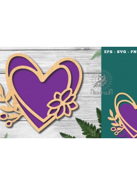 Σετ των 2 Intra απο ξύλο plywood 3mm-4mm πάχος - Διακόσμηση με κομμένα λέιζερ καρδιών λουλουδιών 4 Δίασταση 20x20 cm INTRAFABR-122852649