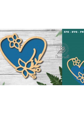 Σετ των 2 Intra απο ξύλο plywood 3mm-4mm πάχος - Διακόσμηση με κομμένα λέιζερ καρδιών λουλουδιών 6 Δίασταση 20x20 cm INTRAFABR-122852717