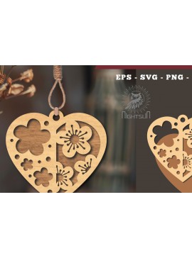 Σετ των 3 Intra απο ξύλο plywood 3mm-4mm πάχος - Στολίδι με κομμένα λέιζερ καρδιών λουλουδιών 4 Δίασταση 6x6 cm INTRAFABR-114305783