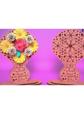 Intra απο ξύλο plywood 3mm-4mm πάχος - Θήκη λουλουδιών Grandmother Cut Laser  Δίασταση 30x20 cm INTRAFABR-67625501