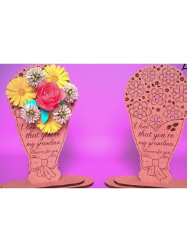 Σετ των 2 Intra απο ξύλο plywood 3mm-4mm πάχος - Θήκη λουλουδιών Grandmother Cut Laser  Δίασταση 30x20 cm INTRAFABR-67625713