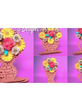 Intra απο ξύλο plywood 3mm-4mm πάχος - Θήκη λουλουδιών Grandmother Cut Laser  Δίασταση 30x20 cm INTRAFABR-67625459