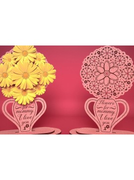 Σετ των 2 Intra απο ξύλο plywood 3mm-4mm πάχος - Flowers Holder για τη γιορτή της μητέρας  Δίασταση 30x20 cm INTRAFABR-67625201