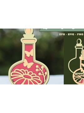 Σετ των 3 Intra απο ξύλο plywood 3mm-4mm πάχος - Λουλούδια σε μπουκάλι 3D Lasercut  7 Δίασταση 20x20 cm INTRAFABR-111526698