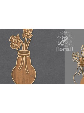 Σετ των 2 Intra απο ξύλο plywood 3mm-4mm πάχος - Λουλούδια σε λάμπα κομμένη διακόσμηση λέιζερ 2 Δίασταση 20x20 cm INTRAFABR-121844140
