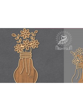 Σετ των 2 Intra απο ξύλο plywood 3mm-4mm πάχος - Λουλούδια σε λάμπα κομμένη διακόσμηση λέιζερ 3 Δίασταση 20x20 cm INTRAFABR-121844238