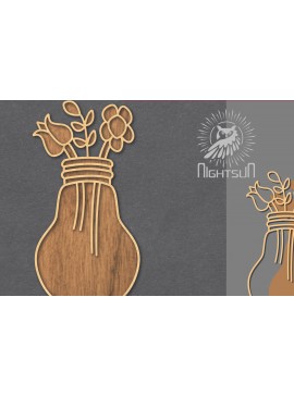 Σετ των 2 Intra απο ξύλο plywood 3mm-4mm πάχος - Λουλούδια σε λάμπα κομμένη διακόσμηση λέιζερ 4 Δίασταση 20x20 cm INTRAFABR-121844313