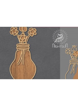 Σετ των 2 Intra απο ξύλο plywood 3mm-4mm πάχος - Λουλούδια σε λάμπα κομμένη διακόσμηση λέιζερ 6 Δίασταση 20x20 cm INTRAFABR-121844449