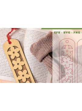 Σετ των 2 Intra απο ξύλο plywood 3mm-4mm πάχος - Flowers Cut Laser Bookmark 10 Δίασταση 5x20 cm INTRAFABR-113108118