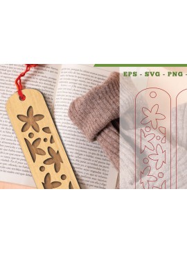 Σετ των 2 Intra απο ξύλο plywood 3mm-4mm πάχος - Λουλούδια σελιδοδείκτης κοπής λέιζερ 13 Δίασταση 5x20 cm INTRAFABR-113108204