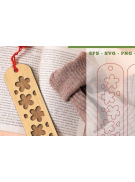 Σετ των 2 Intra απο ξύλο plywood 3mm-4mm πάχος - Λουλούδια σελιδοδείκτης κοπής με λέιζερ 14 Δίασταση 5x20 cm INTRAFABR-113108218