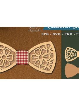 Σετ των 2 Intra απο ξύλο plywood 3mm-4mm πάχος - Λουλούδια παπιγιόν κομμένα με λέιζερ  1 Δίασταση 20x20 cm INTRAFABR-112131503