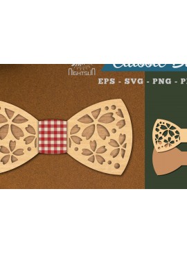 Σετ των 2 Intra απο ξύλο plywood 3mm-4mm πάχος - Λουλούδια παπιγιόν κομμένα με λέιζερ  2 Δίασταση 20x20 cm INTRAFABR-112552661