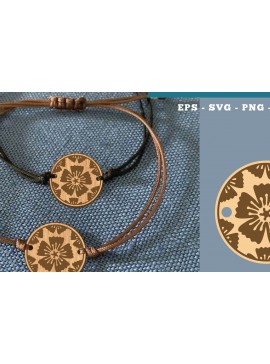 Σετ των 3 Intra απο ξύλο plywood 3mm-4mm πάχος - Βραχιόλι Flowers Cut Laser  19 Δίασταση 4x4 cm INTRAFABR-112011032