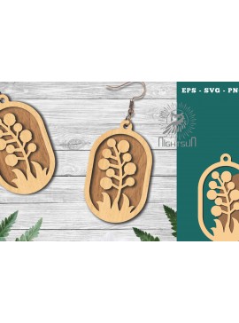 Σετ των 3 Intra απο ξύλο plywood 3mm-4mm πάχος - Σκουλαρίκια κομμένα με λέιζερ Flowers 10 Δίασταση 3x3 cm INTRAFABR-123581564