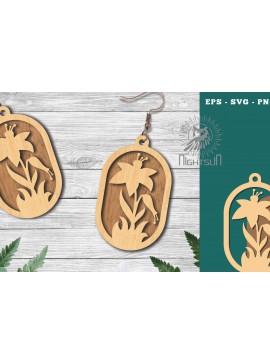 Σετ των 3 Intra απο ξύλο plywood 3mm-4mm πάχος - Σκουλαρίκια Flowers Cut Laser 11 Δίασταση 3x3 cm INTRAFABR-123581612