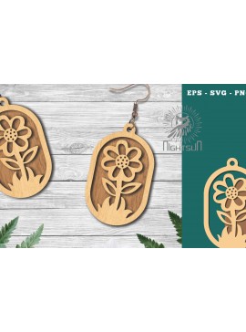 Σετ των 3 Intra απο ξύλο plywood 3mm-4mm πάχος - Σκουλαρίκια κομμένα με λέιζερ Flowers 3 Δίασταση 3x3 cm INTRAFABR-123580948