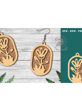 Σετ των 3 Intra απο ξύλο plywood 3mm-4mm πάχος - Σκουλαρίκια κομμένα με λέιζερ λουλούδια 4 Δίασταση 3x3 cm INTRAFABR-123580988