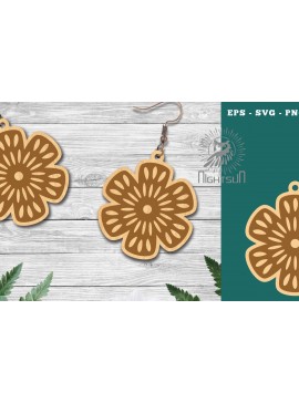 Σετ των 3 Intra απο ξύλο plywood 3mm-4mm πάχος - Σκουλαρίκια κομμένα με λέιζερ Flowers  1 Δίασταση 3x3 cm INTRAFABR-112768507