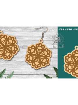 Σετ των 3 Intra απο ξύλο plywood 3mm-4mm πάχος - Σκουλαρίκια κομμένα με λέιζερ Flowers  6 Δίασταση 3x3 cm INTRAFABR-112768795