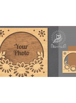 Σετ των 2 Intra απο ξύλο plywood 3mm-4mm πάχος - Κορνίζα φωτογραφιών Flowers Cut Laser 10 Δίασταση 20x25 cm INTRAFABR-112908479