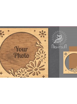 Σετ των 2 Intra απο ξύλο plywood 3mm-4mm πάχος - Κορνίζα φωτογραφιών Flowers Cut Laser 4 Δίασταση 20x25 cm INTRAFABR-112908344