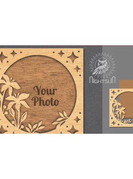 Σετ των 2 Intra απο ξύλο plywood 3mm-4mm πάχος - Flowers Laser Cut Κορνίζα 7 Δίασταση 20x25 cm INTRAFABR-112908418