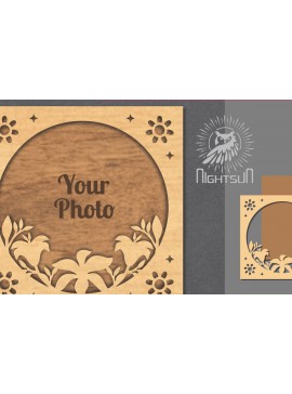 Σετ των 2 Intra απο ξύλο plywood 3mm-4mm πάχος - Κορνίζα φωτογραφιών Flowers Cut Laser 8 Δίασταση 20x25 cm INTRAFABR-112908434