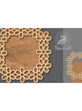 Σετ των 2 Intra απο ξύλο plywood 3mm-4mm πάχος - Σήμα κοπής με λέιζερ λουλουδιών 2 Δίασταση 20x20 cm INTRAFABR-119037446