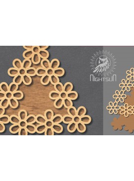 Σετ των 2 Intra απο ξύλο plywood 3mm-4mm πάχος - Σήμα κοπής λέιζερ λουλουδιών 3 Δίασταση 20x20 cm INTRAFABR-119037463