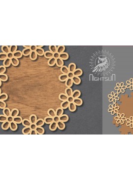 Σετ των 2 Intra απο ξύλο plywood 3mm-4mm πάχος - Σήμα κοπής με λέιζερ λουλουδιών 4 Δίασταση 20x20 cm INTRAFABR-119037490