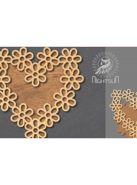 Σετ των 2 Intra απο ξύλο plywood 3mm-4mm πάχος - Σήμα κοπής με λέιζερ λουλουδιών 5 Δίασταση 20x20 cm INTRAFABR-119037502