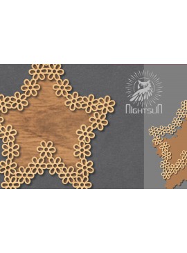 Σετ των 2 Intra απο ξύλο plywood 3mm-4mm πάχος - Σήμα κοπής με λέιζερ λουλουδιών 6 Δίασταση 20x20 cm INTRAFABR-119037514