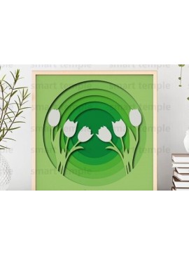 Intra απο ξύλο plywood 3mm-4mm πάχος - Flowers Papercutting , Tulip Flowers Δίασταση 30x20 cm INTRAFABR-80227827