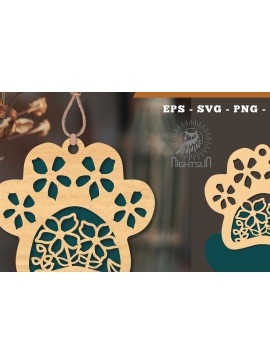 Σετ των 3 Intra απο ξύλο plywood 3mm-4mm πάχος - Στολίδι Flowers Paw Laser Cut 2 Δίασταση 6x6 cm INTRAFABR-113204127
