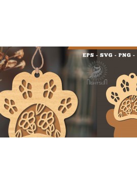 Σετ των 3 Intra απο ξύλο plywood 3mm-4mm πάχος - Στολίδι Flowers Paw Cut Laser 4 Δίασταση 6x6 cm INTRAFABR-113204228