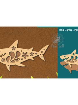 Σετ των 2 Intra απο ξύλο plywood 3mm-4mm πάχος - Flowers Shark Cut Laser Decoration 4 Δίασταση 20x20 cm INTRAFABR-114528255