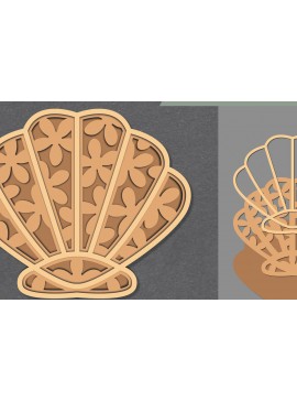 Σετ των 2 Intra απο ξύλο plywood 3mm-4mm πάχος - Flowers Shell Lasercut Decoration  Δίασταση 20x20 cm INTRAFABR-111488820