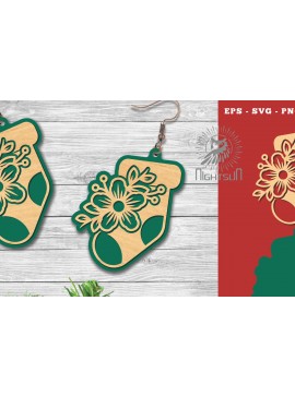 Σετ των 3 Intra απο ξύλο plywood 3mm-4mm πάχος - Λουλούδια Κάλτσα Σκουλαρίκια κομμένα με λέιζερ Δίασταση 3x3 cm INTRAFABR-113206095