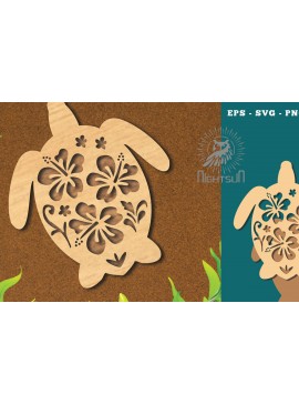 Σετ των 2 Intra απο ξύλο plywood 3mm-4mm πάχος - Flowers Turtle Cut Laser Decoration 1 Δίασταση 20x20 cm INTRAFABR-114451742