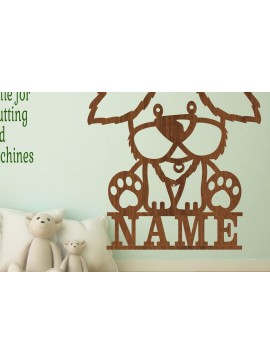 Σετ των 2 Intra απο ξύλο plywood 3mm-4mm πάχος - Fluffy Dog name Sin  Laser Cut Templ Δίασταση 30x20 cm INTRAFABR-74904260